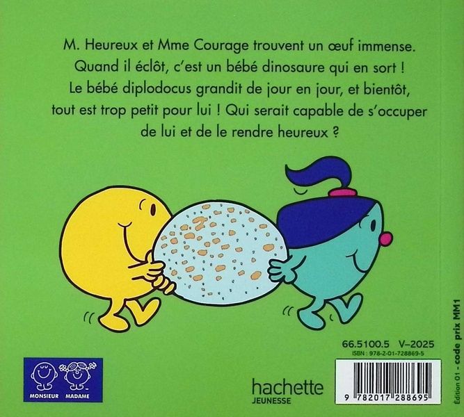 Quatrième de couverture de « LES MONSIEUR MADAME ET LE BEBE DINOSAURE - COLLECTION EVENEMENTS »