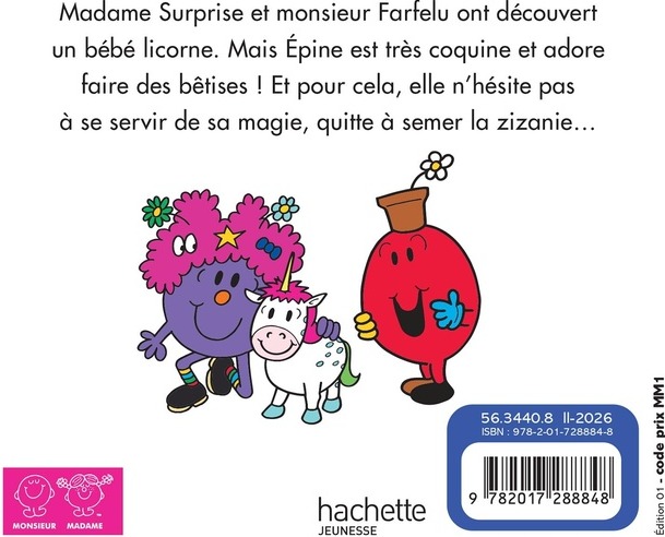Quatrième de couverture de « LES MONSIEUR MADAME ET LE BEBE LICORNE »