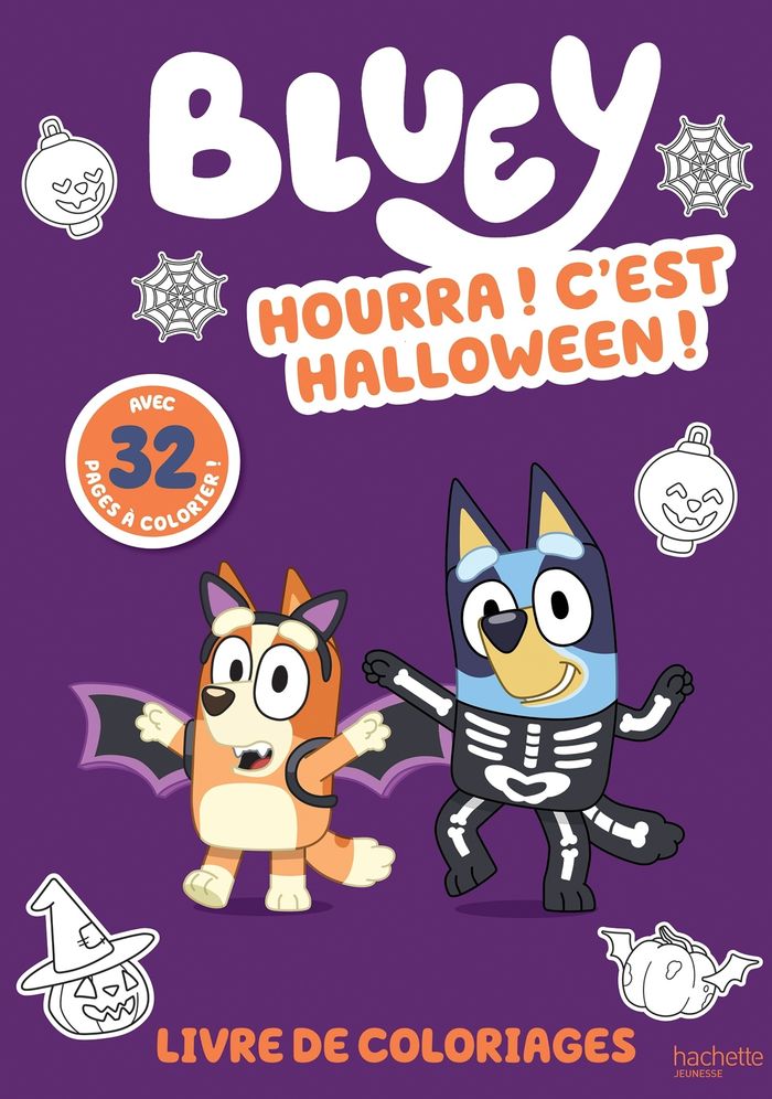Couverture du livre « BLUEY - LIVRE DE COLORIAGES - HOURRA ! C'EST HALLOWEEN ! », librairie Les Contes Infusés à Corte