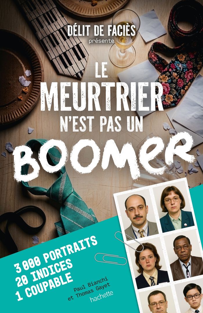 Couverture du livre « LE MEURTRIER N'EST PAS UN BOOMER - 3000 PORTRAITS, 20 INDICES, 1 COUPABLE », librairie Les Contes Infusés à Corte