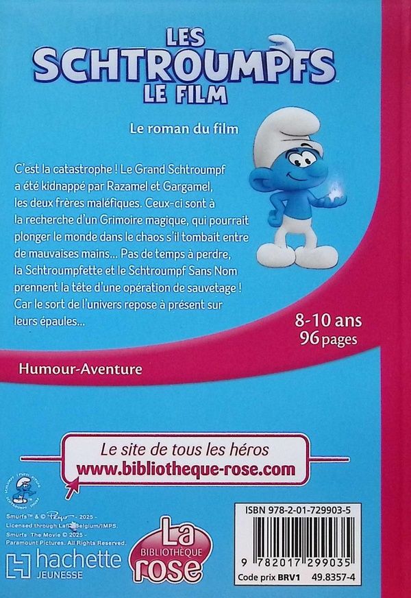 Quatrième de couverture de « Les Schtroumpfs, le film : le roman du film »