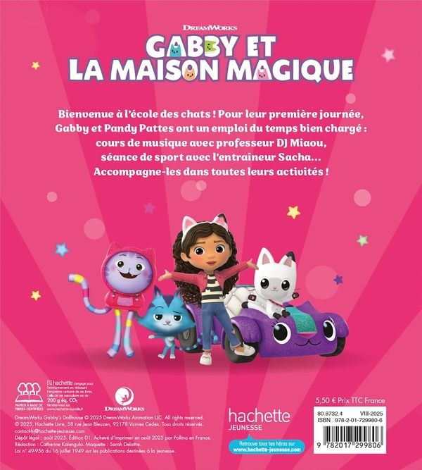 Quatrième de couverture de « GABBY ET LA MAISON MAGIQUE - L'ECOLE DES CHATS - ALBUM D'HISTOIRE »