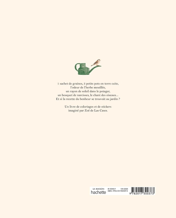 Quatrième de couverture de « CARNET DE COLORIAGES ET DE STICKERS / LE JARDIN »