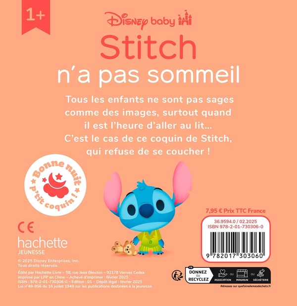 Quatrième de couverture de « Stitch n'a pas sommeil »