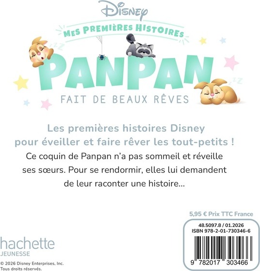 Quatrième de couverture de « DISNEY - MES PREMIERES HISTOIRES - PANPAN FAIT DE BEAUX REVES »