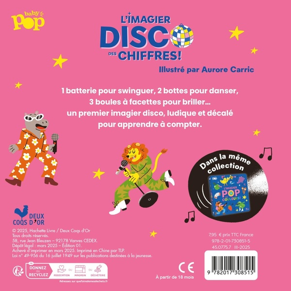 Quatrième de couverture de « Mon imagier disco des chiffres »