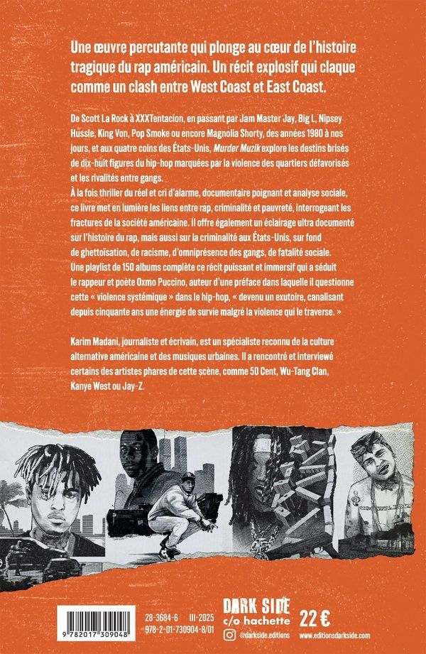 Quatrième de couverture de « Murder muzik : l'histoire sanglante du rap américain »