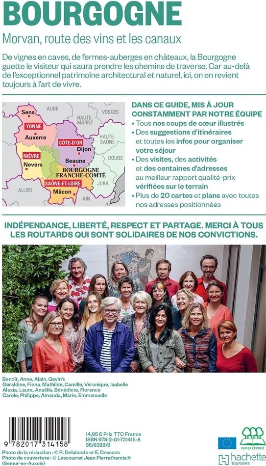 Quatrième de couverture de « Bourgogne : Morvan, route des vins et les canaux »