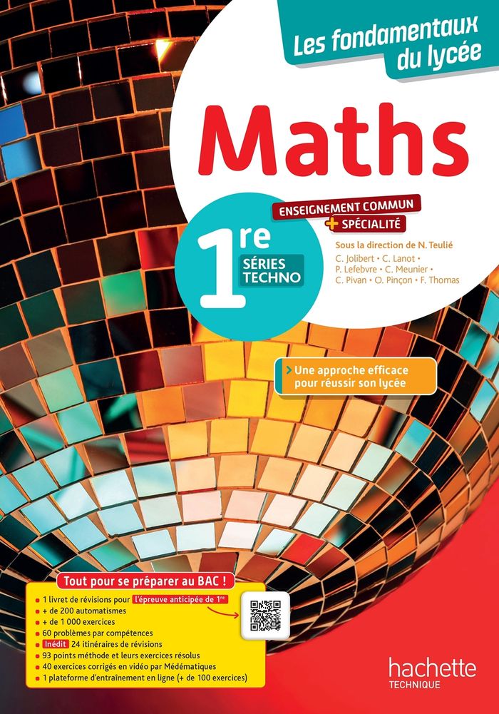 Couverture du livre « Maths séries techno, 1re : enseignement commun + spécialité » de Nathalie Teulié, librairie Les Contes Infusés à Corte