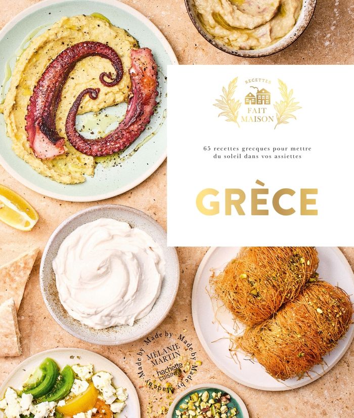 Couverture du livre « Grèce : 65 recettes pour mettre du soleil dans vos assiettes » de Mélanie Martin, librairie Les Contes Infusés à Corte