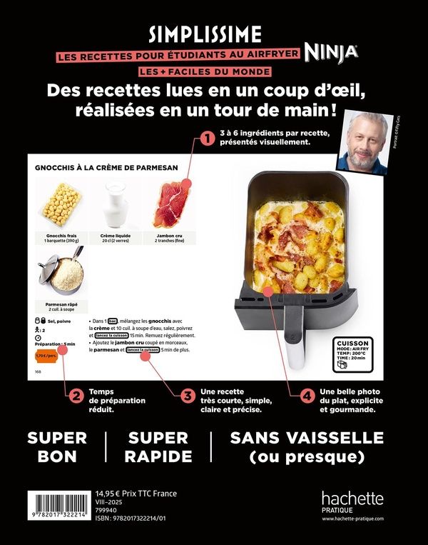 Quatrième de couverture de « Les recettes pour étudiants au Airfryer Ninja les + faciles du monde : recettes à 3 EUR max »