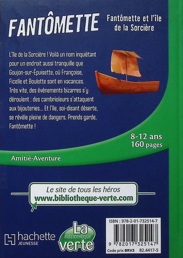 Quatrième de couverture de « Fantômette et l'île de la Sorcière »