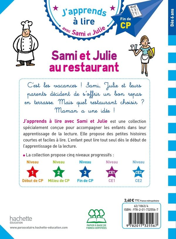 Quatrième de couverture de « Sami et Julie au restaurant »