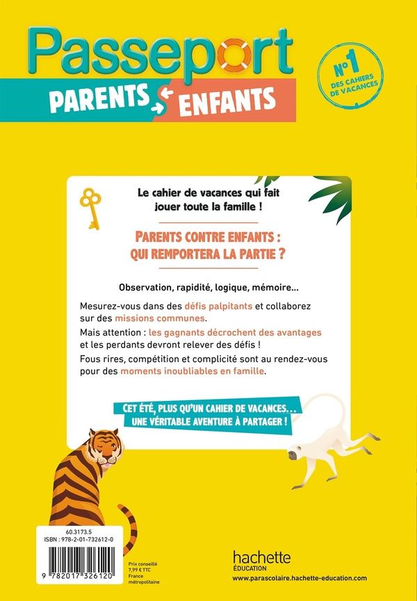 Quatrième de couverture de « PASSEPORT PARENTS ET ENFANTS JEUX ET DEFIS EN FAMILLE - CAHIER DE VACANCES 2026 »