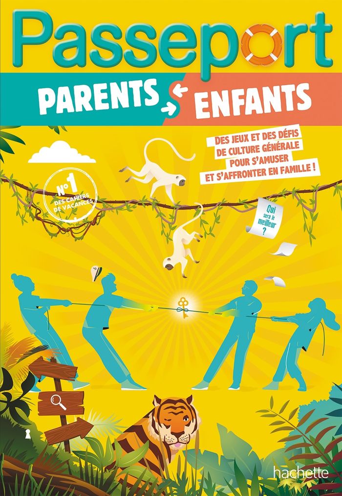 Couverture du livre « PASSEPORT PARENTS ET ENFANTS JEUX ET DEFIS EN FAMILLE - CAHIER DE VACANCES 2026 » de Sandra Lebrun, librairie Les Contes Infusés à Corte