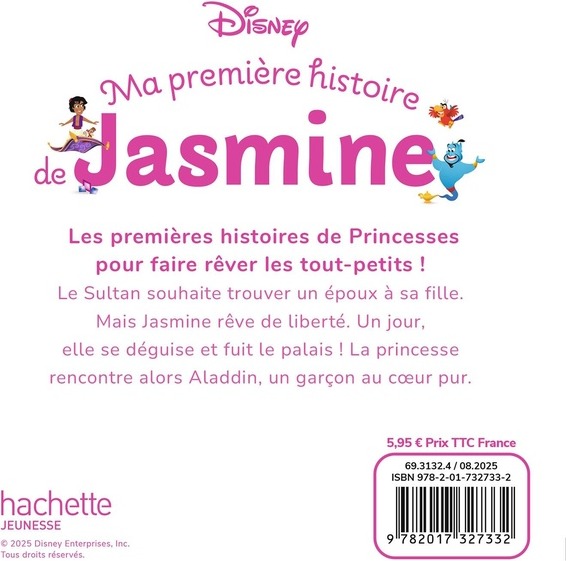 Quatrième de couverture de « Ma première histoire de Jasmine : l'histoire d'"Aladdin" »