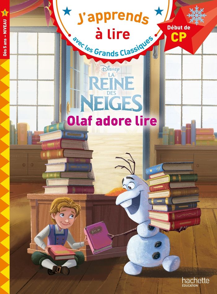 Couverture du livre « La reine des neiges : Olaf adore lire » de Walt Disney company, librairie Les Contes Infusés à Corte