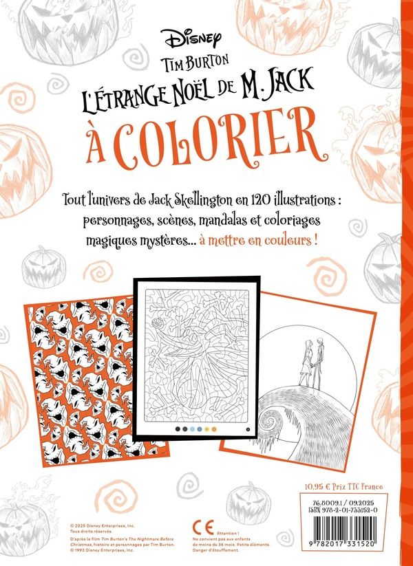 Quatrième de couverture de « L'ETRANGE NOEL DE M. JACK A COLORIER - DISNEY »