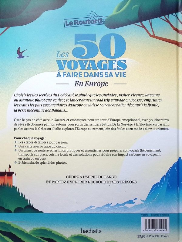 Quatrième de couverture de « Les 50 voyages à faire dans sa vie en Europe »