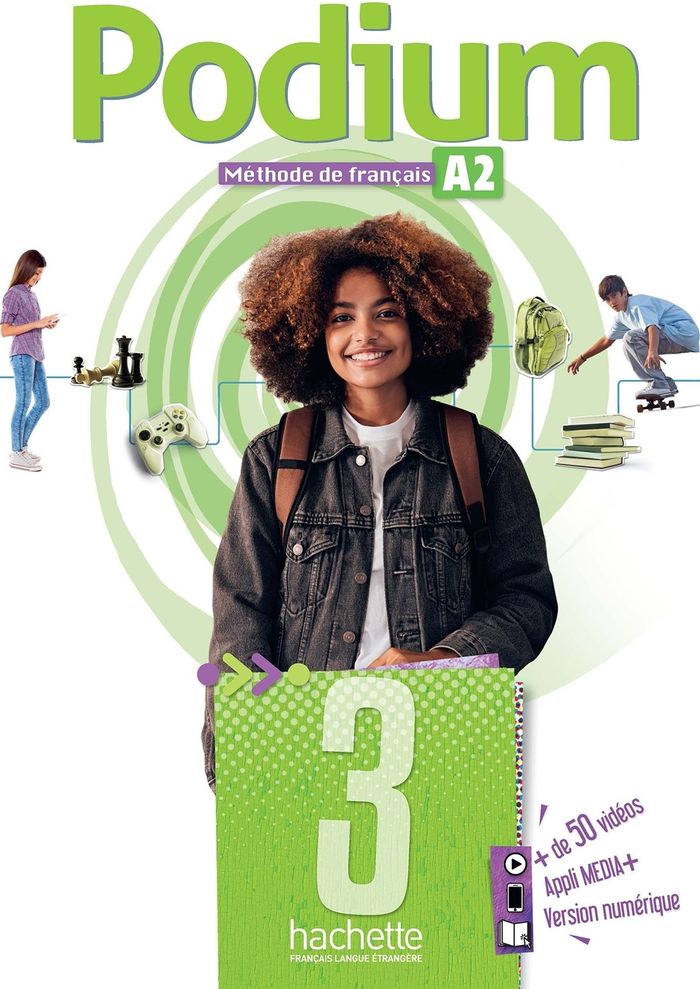 Couverture du livre « Podium : méthode de français A2 » de Fabienne Gallon, librairie Les Contes Infusés à Corte