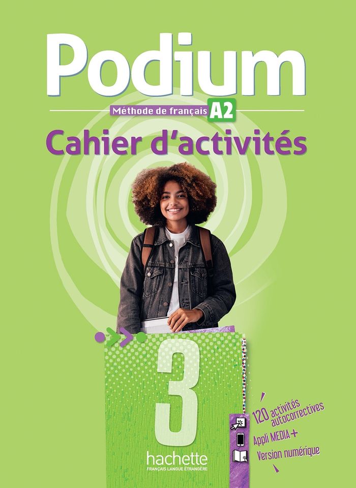 Couverture du livre « Podium 3 : méthode de français A2 », librairie Les Contes Infusés à Corte