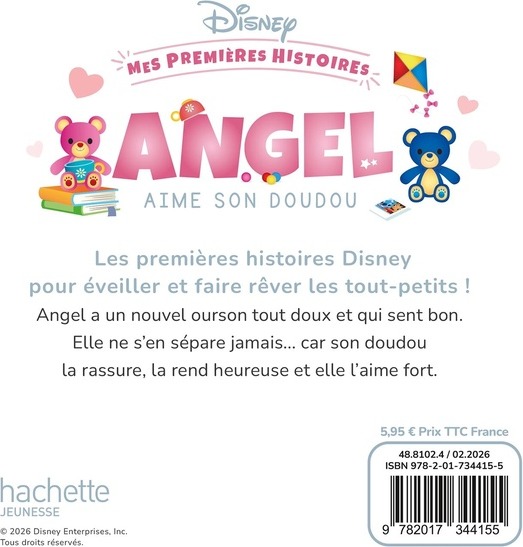 Quatrième de couverture de « DISNEY - MES PREMIERES HISTOIRES - ANGEL AIME SON DOUDOU »