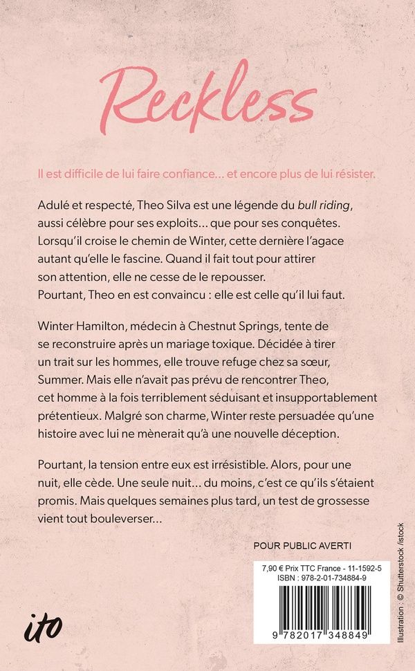Quatrième de couverture de « RECKLESS - CHESTNUT SPRINGS - TOME 4 (EDITION FRANCAISE) »