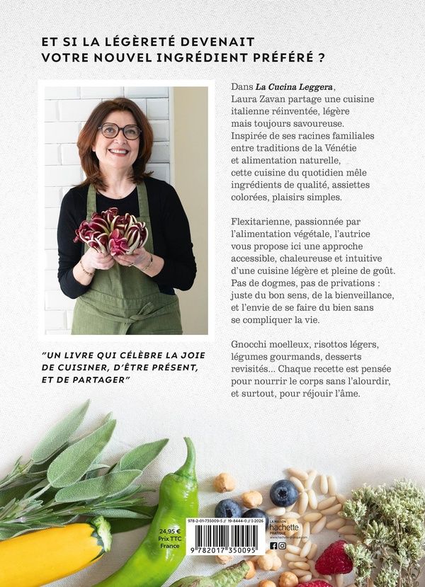 Quatrième de couverture de « La cucina leggera : la cuisine italienne légère et gourmande »