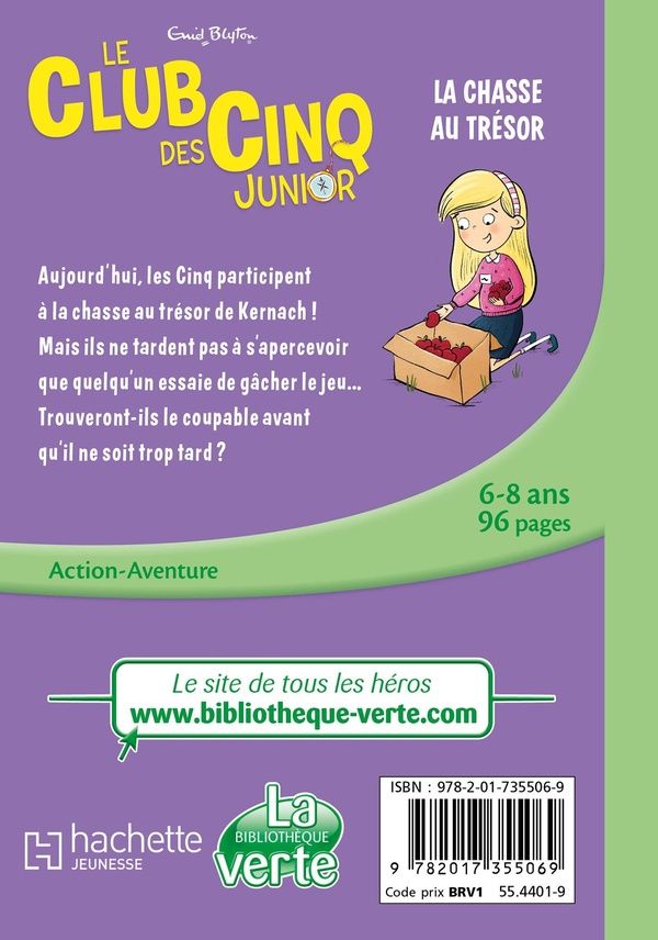 Quatrième de couverture de « Le club des Cinq Junior : la chasse au trésor »