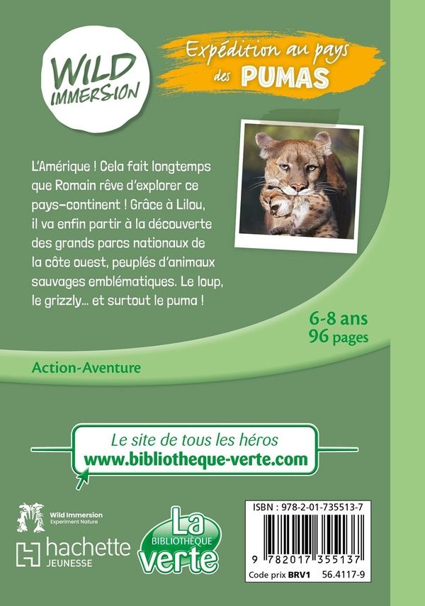 Quatrième de couverture de « Wild Immersion : Expédition au pays des pumas »