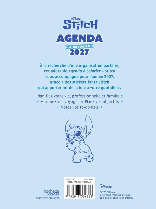 Quatrième de couverture de « AGENDA DISNEY 2027 - STITCH »