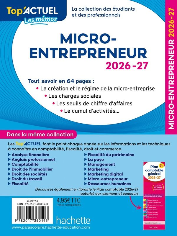 Quatrième de couverture de « Micro-entrepreneur 2026-27 »