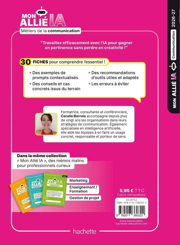 Quatrième de couverture de « Mon allié IA : métiers de la communication »