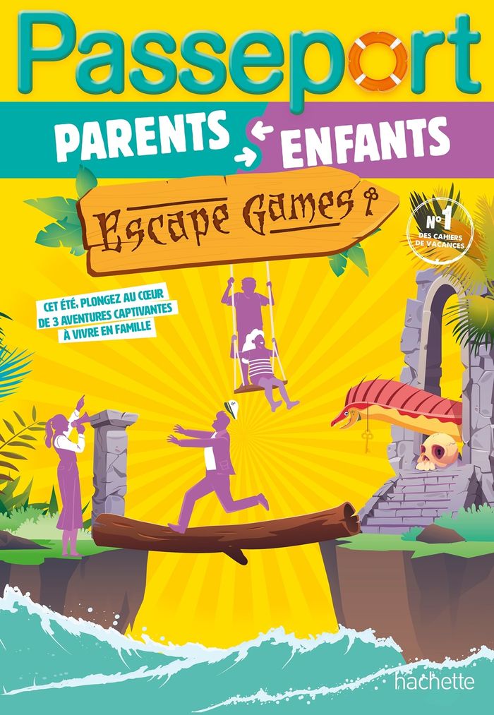 Couverture du livre « PASSEPORT ENFANTS ET PARENTS - ESCAPE GAMES - CAHIER DE VACANCES 2026 » de Sandra Lebrun, librairie Les Contes Infusés à Corte
