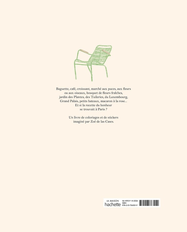 Quatrième de couverture de « CARNET DE COLORIAGES ET DE STICKERS / PARIS - CARNET DE COLORIAGES ET DE STICKERS DE ZOE DE LAS CASE »