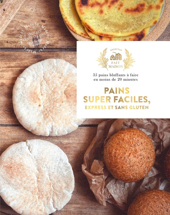 Couverture du livre « Pains super faciles, express et sans gluten : 35 pains bluffants à faire en moins de 20 minutes » de Caroline Lesguillons, librairie Les Contes Infusés à Corte