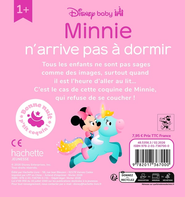 Quatrième de couverture de « Minnie n'arrive pas à dormir »