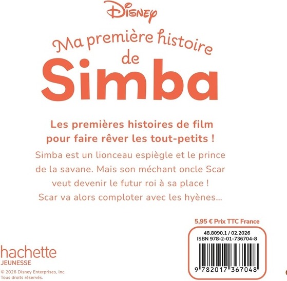 Quatrième de couverture de « Ma Première Histoire de Simba »