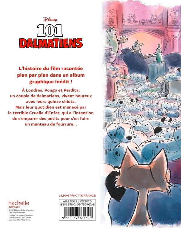Quatrième de couverture de « 101 dalmatiens, l'histoire du film »