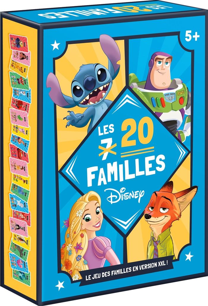 Couverture du livre « DISNEY - COFFRET - JEU DE CARTES DES 20 FAMILLES DISNEY » de Disney, librairie Les Contes Infusés à Corte