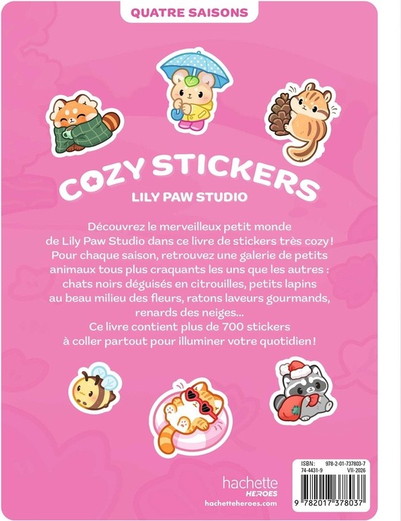 Quatrième de couverture de « COZY STICKERS QUATRE SAISONS - PLUS DE 700 STICKERS PAR LILY PAW STUDIO ! »