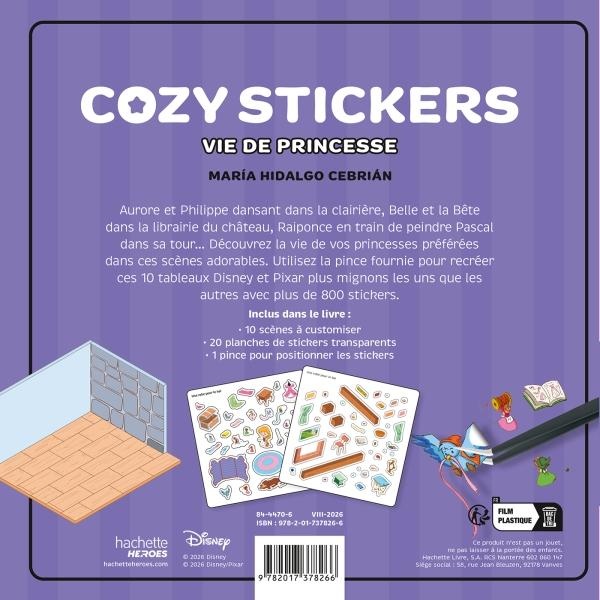 Quatrième de couverture de « COZY STICKERS DISNEY (AVEC PINCE) - VIE DE PRINCESSE »