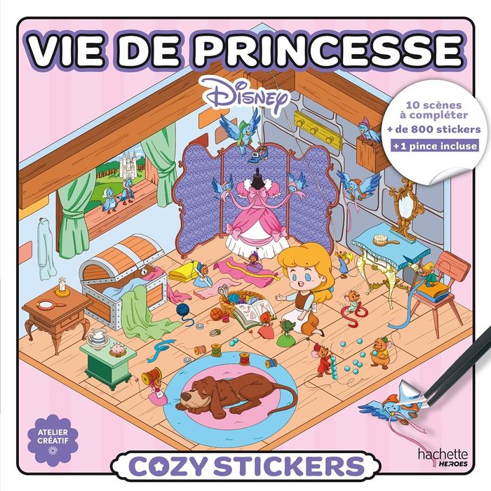 Couverture du livre « COZY STICKERS DISNEY (AVEC PINCE) - VIE DE PRINCESSE », librairie Les Contes Infusés à Corte