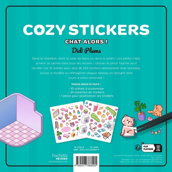 Quatrième de couverture de « COZY STICKERS DIDI PLUMS (AVEC PINCE) - CHAT ALORS ! »