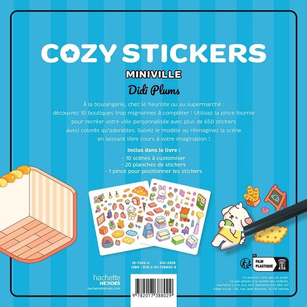 Quatrième de couverture de « COZY STICKERS DIDI PLUMS (AVEC PINCE) - MINIVILLE »