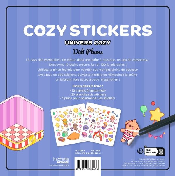 Quatrième de couverture de « COZY STICKERS DIDI PLUMS (AVEC PINCE) - UNIVERS COZY »
