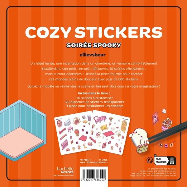 Quatrième de couverture de « COZY STICKERS (AVEC PINCE) - SOIREE SPOOKY »
