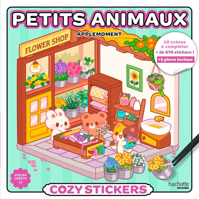 Couverture du livre « COZY STICKERS (AVEC PINCE) - PETITS ANIMAUX », librairie Les Contes Infusés à Corte