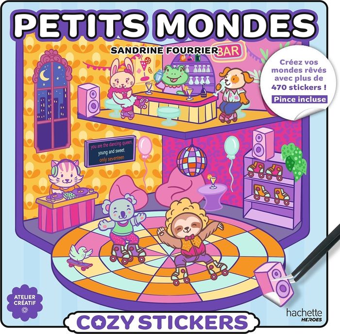 Couverture du livre « COZY STICKERS (AVEC PINCE) - PETITS MONDES », librairie Les Contes Infusés à Corte