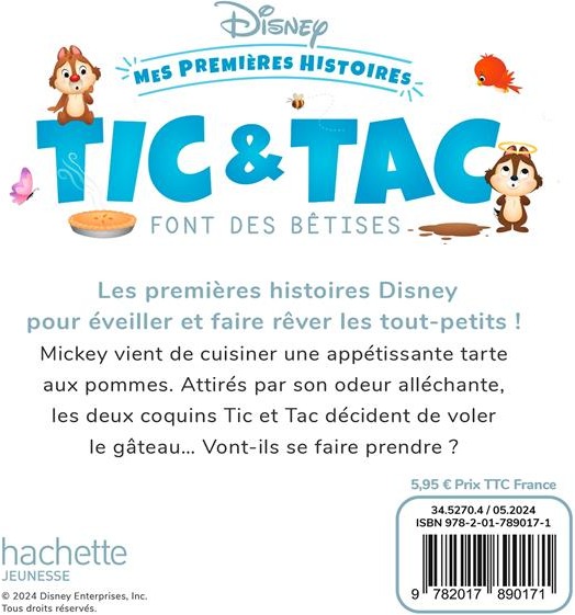 Quatrième de couverture de « DISNEY - MES PREMIERES HISTOIRES - TIC ET TAC FONT DES BETISES »